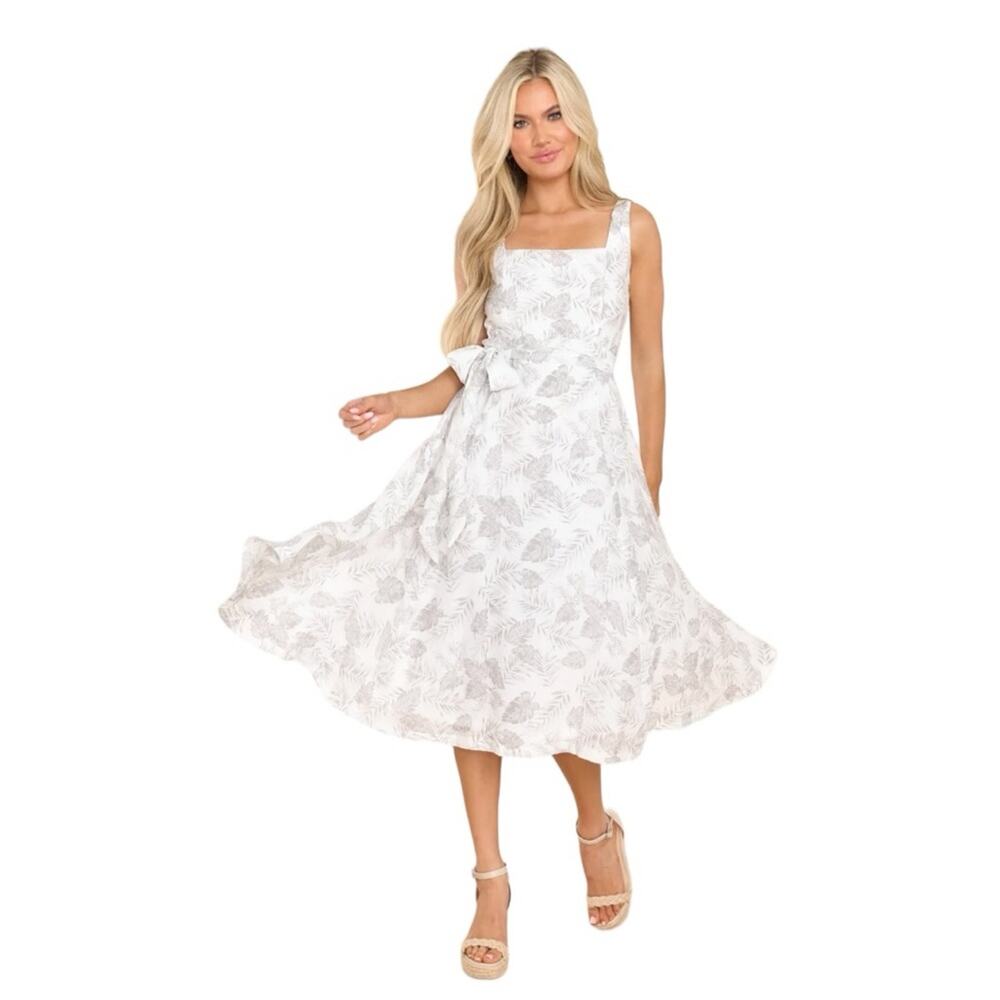 Anthropologie Aakaa Floral Midi Dress NWT Large Fit Flare Square Neck